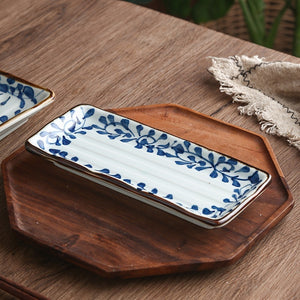 Ceramic Horizontal Pattern Sushi Kebabs Long Plate Restaurant Commercial Side Dish Tableware