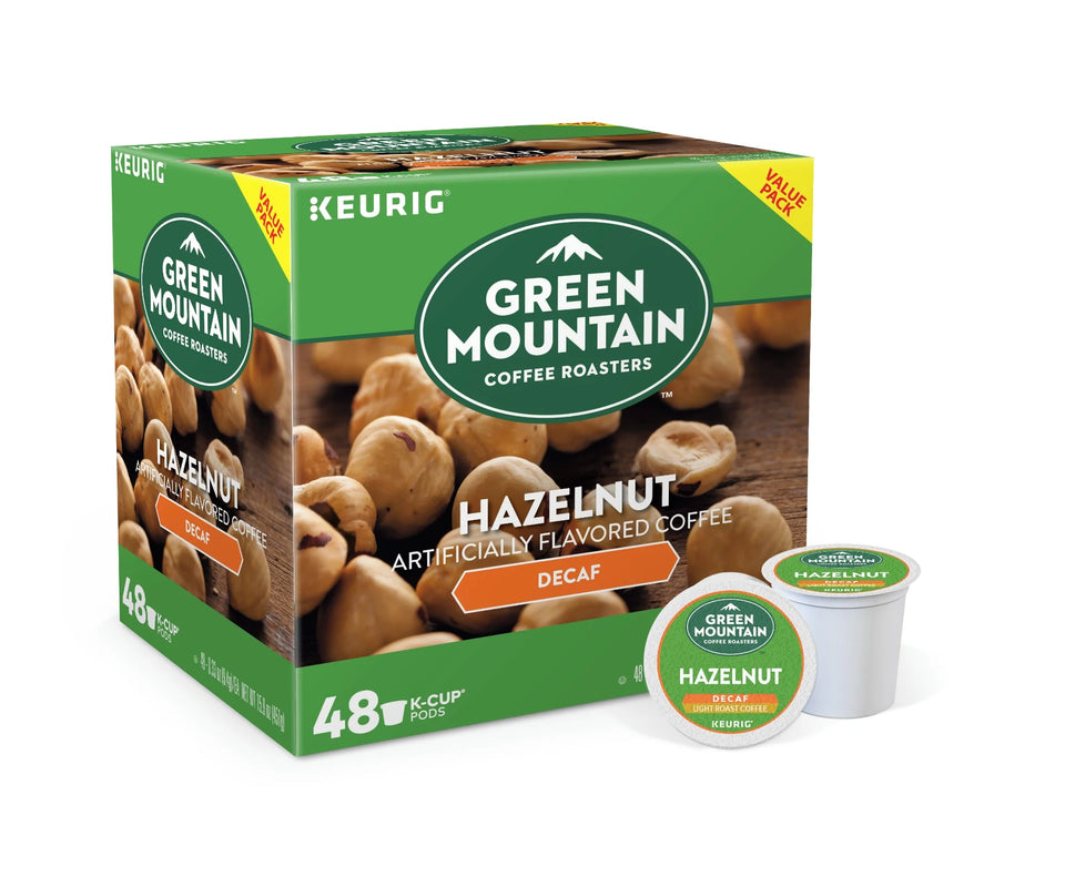 Green Mountain Coffee Hazelnut Decaf  K-Cup Pods, Light Roast Coffee, 48Ct