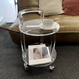 Chic Acrylic Rolling Side Table - Portable Coffee & Bar Cart for Home, Office, and Parties
