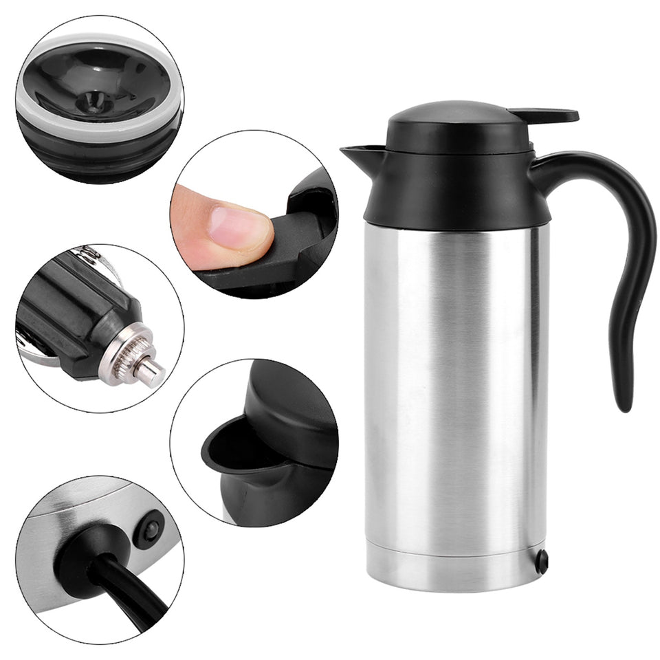 Portable 750ml 24V Travel Car Truck Kettle Water Heater Bottle For Tea Coffee Drinking