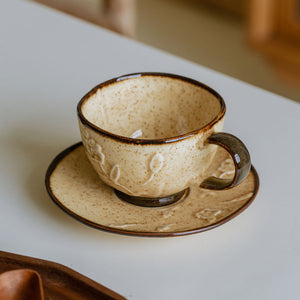 Embossed Flower Ceramic Coffee Set