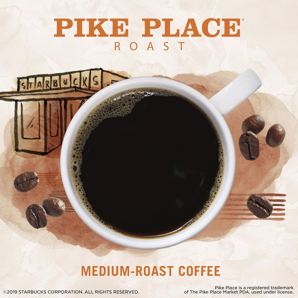 via Instant Coffee, Medium Roast Coffee, Pike Place Roast, 100% Arabica, Single-Serve, 1 Box (50 Packets)