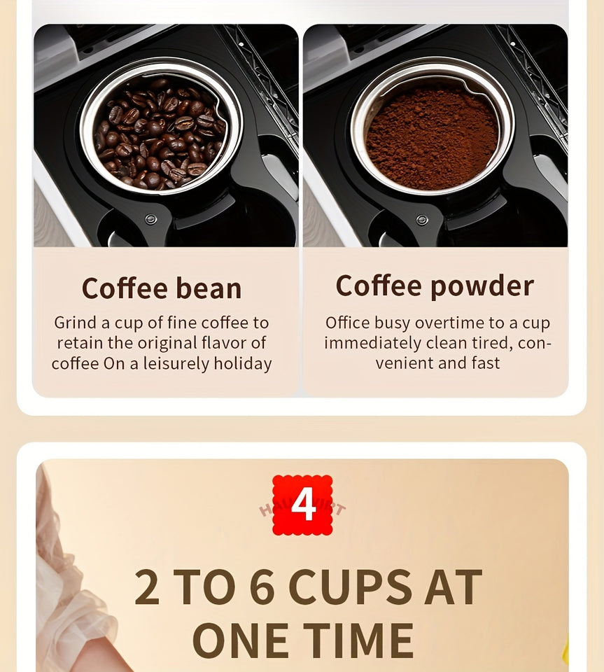 LCD Display, Automatic Drip Coffee Machine With Grind, HAUSWIRT Coffee Maker With Grinder, Grind And Brew Coffee Maker, Compatible For Bean Ground Coffee And Tea