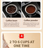 LCD Display, Automatic Drip Coffee Machine With Grind, HAUSWIRT Coffee Maker With Grinder, Grind And Brew Coffee Maker, Compatible For Bean Ground Coffee And Tea