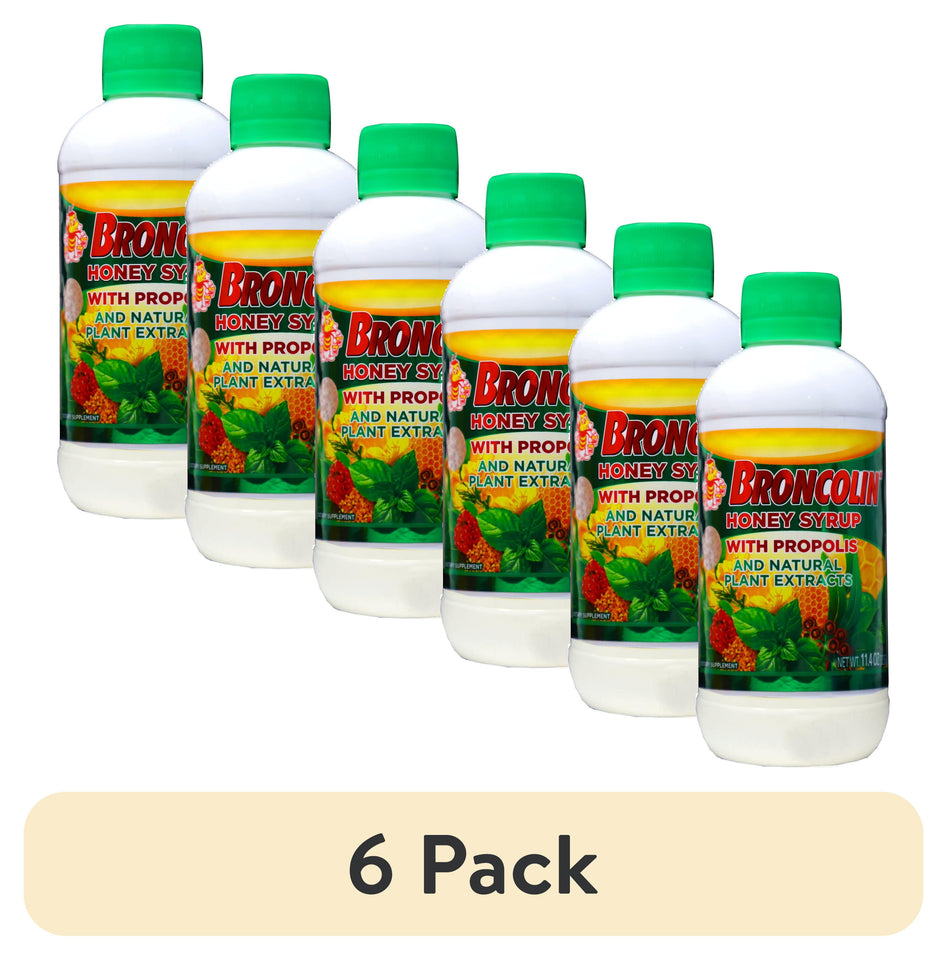(6 Pack)  Honey Syrup with Propolis, Dietary Supplement Cough Syrup, 11.4 Oz