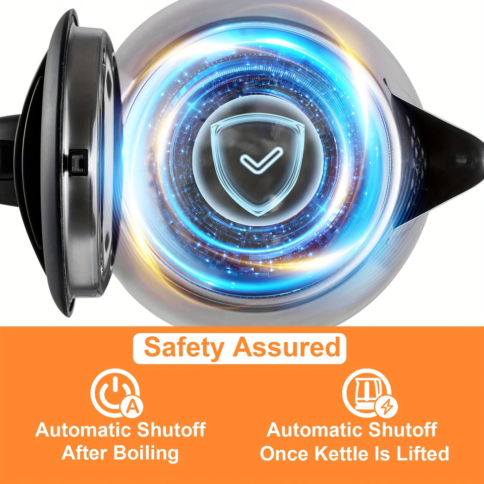 Electric Kettle, 1.8L Hot Water Boiler, Hot Water Kettle With Auto Shut-Off&Boil-Dry Protection, Stainless Steel Interior Electric Tea Kettle Pot, Teapot Boiler For Fast Boiling Coffee, Tea Maker, Drinks, Instant Water Heater