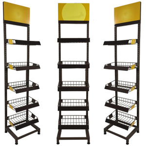 Custom Floor Display Stand Rack Organizer for Gloceries Store Supermarket Shopping Retail Vendors Book Store Exhibition drugstore shop for Coffee Beans Tea Bags Snack Food Beverage Metal Wooden Carton Collection Large Medium Floor Counterto