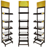Custom Floor Display Stand Rack Organizer for Gloceries Store Supermarket Shopping Retail Vendors Book Store Exhibition drugstore shop for Coffee Beans Tea Bags Snack Food Beverage Metal Wooden Carton Collection Large Medium Floor Counterto
