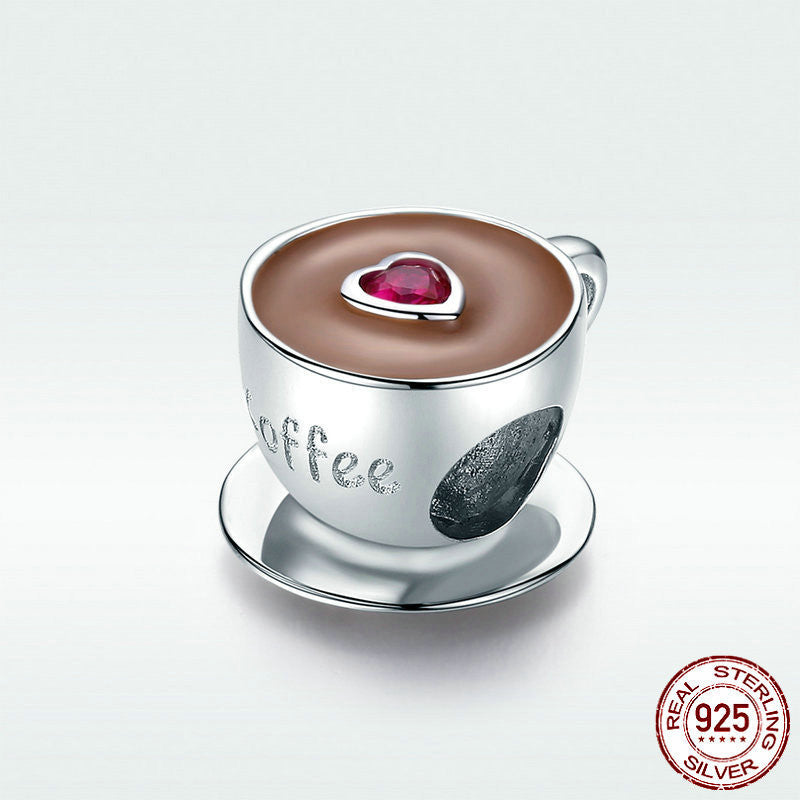 S925 coffee cup beaded