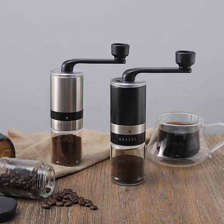 Vanuat Manual Coffee Grinder Stainless Steel Ceramic Burr Bean Crank Portable Grinder for Café Home Roast Dark Medium Light Drip Coffee Cold Brew Espresso French Press Turkish Brew Ceramic Adjustable