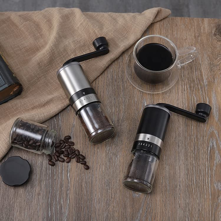 Vanuat Manual Coffee Grinder Stainless Steel Ceramic Burr Bean Crank Portable Grinder for Café Home Roast Dark Medium Light Drip Coffee Cold Brew Espresso French Press Turkish Brew Ceramic Adjustable