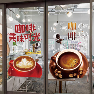 Coffee Shop Glass Door Sticker Showcase Wall Sticker
