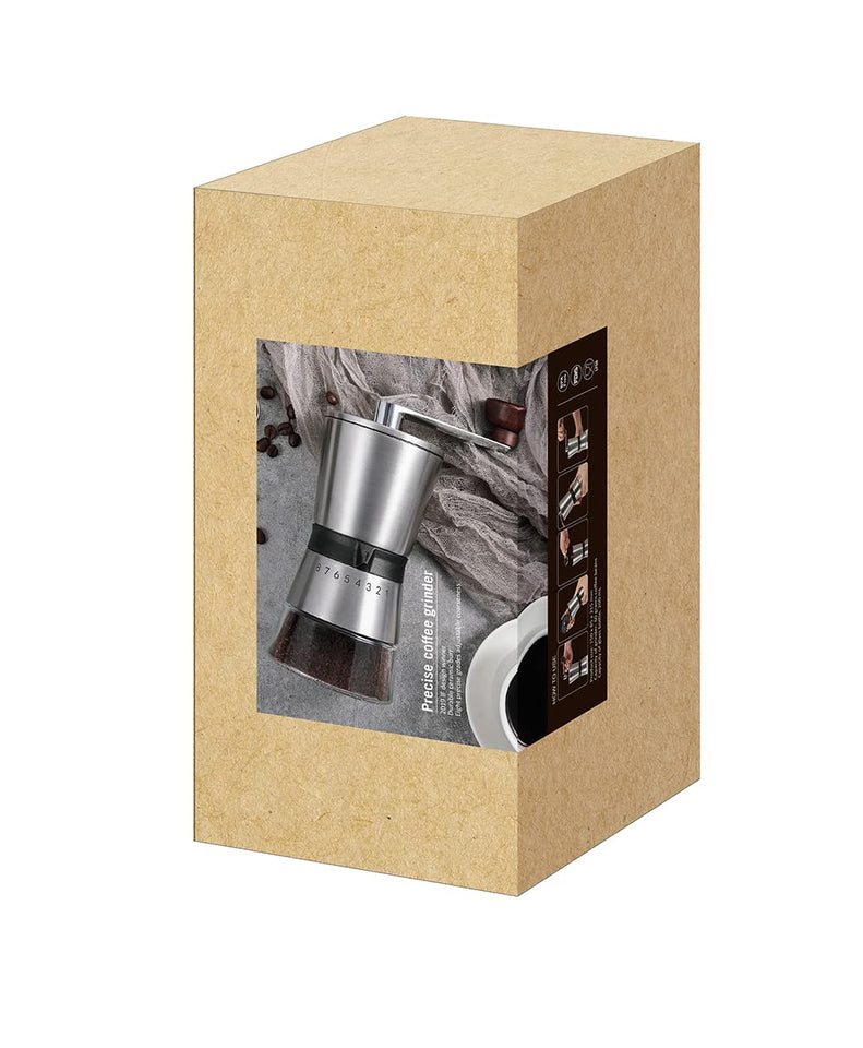 Vanuat Manual Coffee Grinder Stainless Steel Ceramic Burr Bean Crank Portable Grinder for Café Home Roast Dark Medium Light Drip Coffee Cold Brew Espresso French Press Turkish Brew Ceramic Adjustable