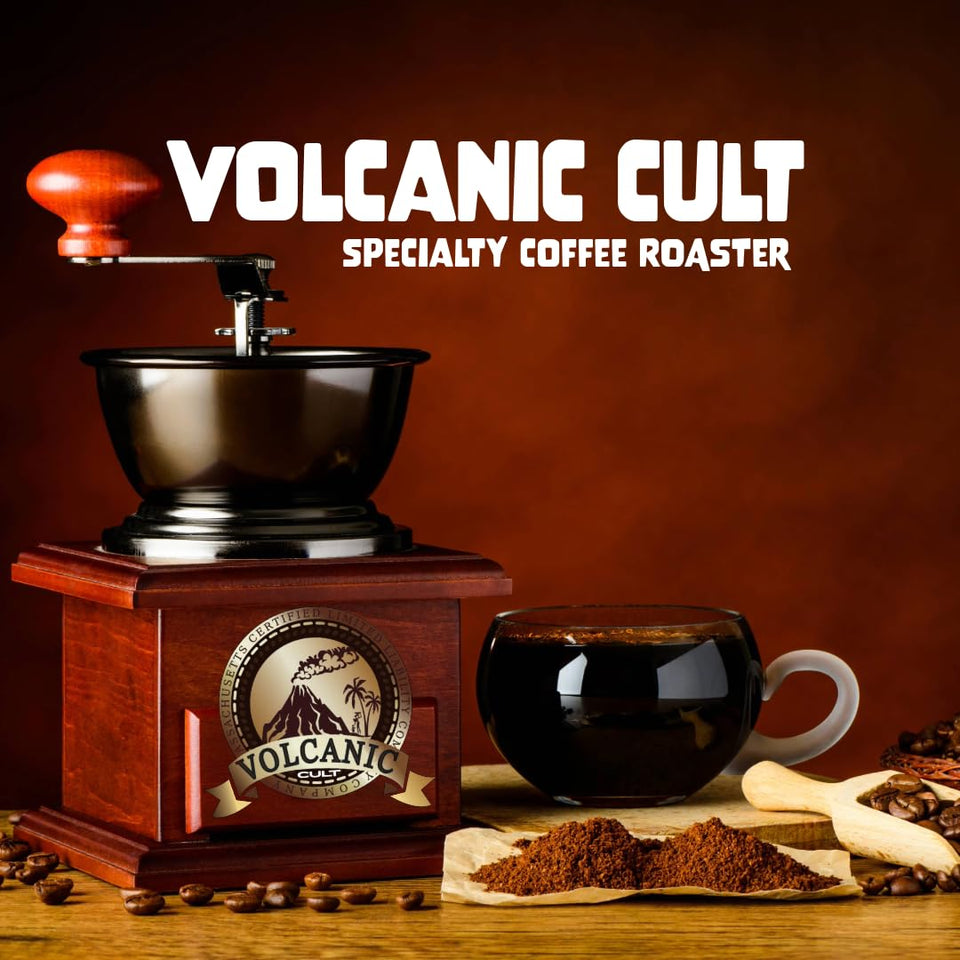 5lb VOLCANIC CULT COFFEE Whole Bean, Medium Roast, Delicious Taste, Heavenly Aroma - Fresh Bulk, Organic Fresh Artisan Premium Coffee Beans regions Sumatra, Vanuatu, Brazil, Colombia, Ethiopia