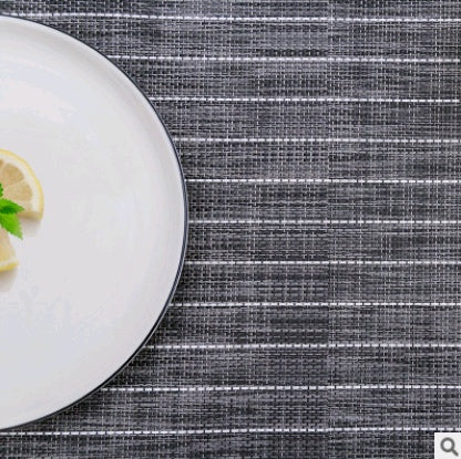 Black and white striped solid color household table mats Theme restaurant table mat waterproof and environmentally friendly PVC insulation placemat