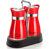 2Pcs Salt And Pepper Shakers Set With Holder,4 Oz Modern Farmhouse Kitchen Decor And Accessories For Restaurant, Wedding, Housewarming Gifts Refillable Design