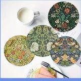 6pcs Botanical Wooden Coaster Set - Heat-Resistant & Decorative, Perfect for Home & Coffee Shops, Ideal for Halloween, Christmas, Mother's Day & Graduation Gifts
