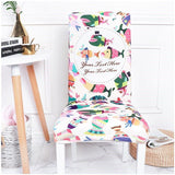 Floral Printing Spandex Chair Cover Stretch Elastic Dining Seat Cover for Wedding Banquet Restaurant Hotel Anti-dirty Removable