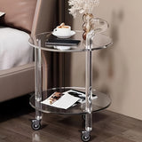 Chic Acrylic Rolling Side Table - Portable Coffee & Bar Cart for Home, Office, and Parties
