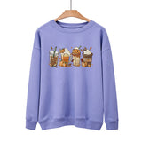 New Coffee Pumpkin Halloween Street Spring Autumn And Winter Round Neck Loose Casual Pullover