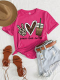Peace Love Coffee Print, Girls Comfy T-shirt & Shorts Set, Casual Lightweight And Trendy Clothing For Summer
