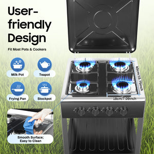 Compact 4-Burner Natural Gas Stove with Protective Cover – Restaurant-Quality Cooking for Home, Camping, and Outdoor Adventures – Non-Slip Feet, Heat Dissipation Holes, Easy Assembly, GDRASUYA10