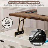 Lift Top Coffee Table with RGB Lights, Farmhouse Coffee Table with Charging Station, Dining Table with Large Hidden Storage Shelf for Living Room, 22" (55.8cm) D x 40.1"(101.85cm) W x 19" (48.26cm) H