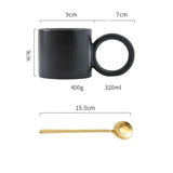 Big Ear Ceramic Cup With Spoon Office Coffee Home Milk Drinking Water