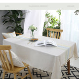 Cotton Linen Rectangular Tablecloth With Tassel Square Table Cloth  Dust-Proof Table Cover For Room Decor Restaurant Kitchen Dinning Room Table Cover