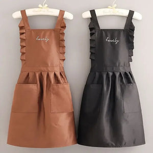 Princess Style Apron, Waterproof Floral Restaurant Barista Work Uniform Apron, Suitable for Restaurants/Hotels/Gardening