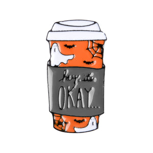 Happy Halloween Enamel Pin Custom Coffee Moon Ghost Pumpkin