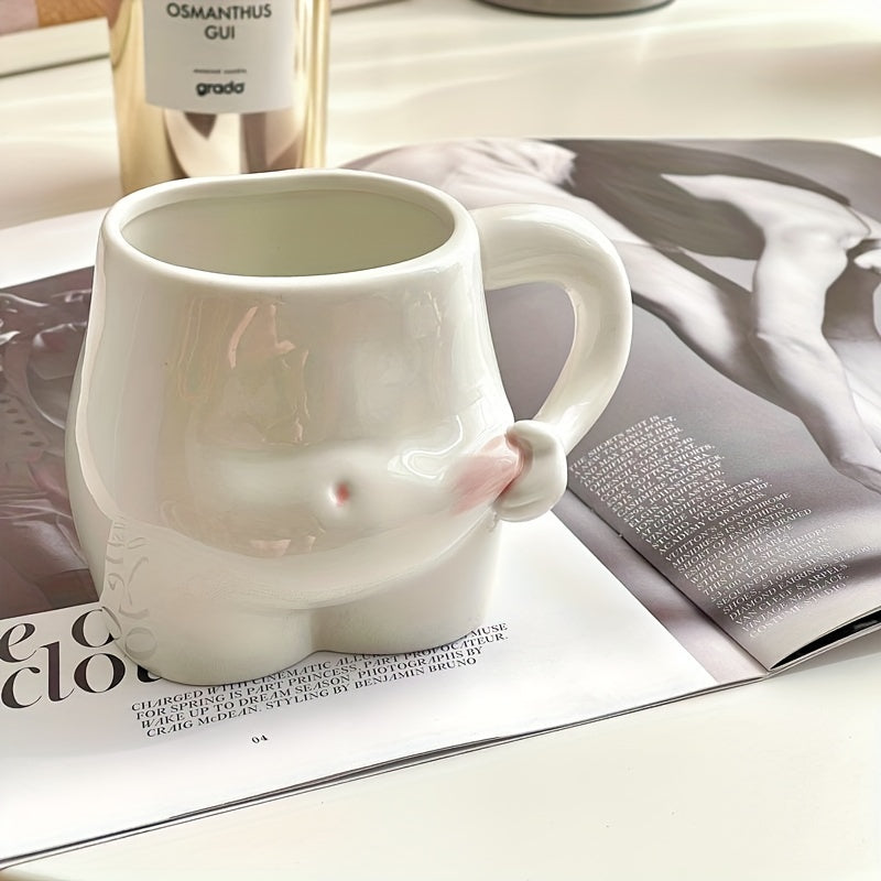 [Top-Rated] Charming Ceramic Belly Cup - Perfect for Coffee & Milk, Unique Design Mug for Valentine's Day & Easter