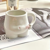 [Top-Rated] Charming Ceramic Belly Cup - Perfect for Coffee & Milk, Unique Design Mug for Valentine's Day & Easter