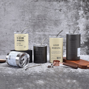 Alloy Ice Coffee Cup Vacuum Double-layer Portable Portable Water Cup Gift