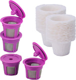 4 Pack Reusable K Cup Coffee Pods with 100 Count Disposable Coffee Paper Filt...