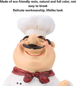 Resin Chef Figurines, Fat Chef Ornament Statue Italian Chef Kitchen Decor for Counter Restaurant Coffee Shop(Holding Noodle)