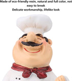Resin Chef Figurines, Fat Chef Ornament Statue Italian Chef Kitchen Decor for Counter Restaurant Coffee Shop(Holding Noodle)
