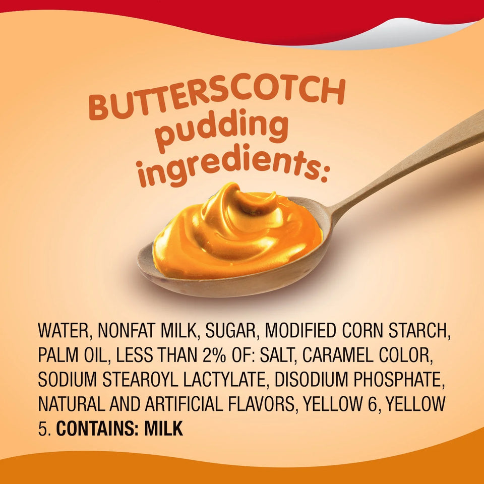 Butterscotch Pudding, Lunchbox Snack, 3.25 Oz Pudding Cups, 4 Count