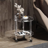 Chic Acrylic Rolling Side Table - Portable Coffee & Bar Cart for Home, Office, and Parties