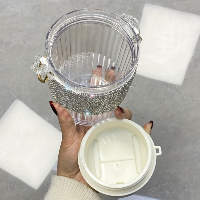 1pc Luxury Diamond-Encrusted Portable Water Bottle - Large Capacity, Perfect for Coffee & Beverages, Ideal for Kitchen & Dining