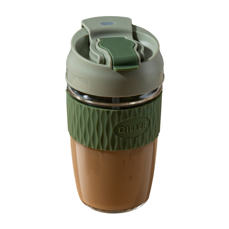 Double Drinking Straw Glass Student Simple And Handy Coffee Cup Home Portable