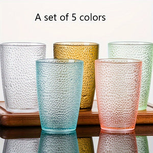 5pcs Cup Plastic Transparent Colorful Water Cup Creative Anti-fall High Temperature Home Set Restaurant Beer Drinking Water Cup Tea Cup Durable, Transparent Colorful Water Cup, Suitable for Home, Restaurant, Beer, Drinking Te
