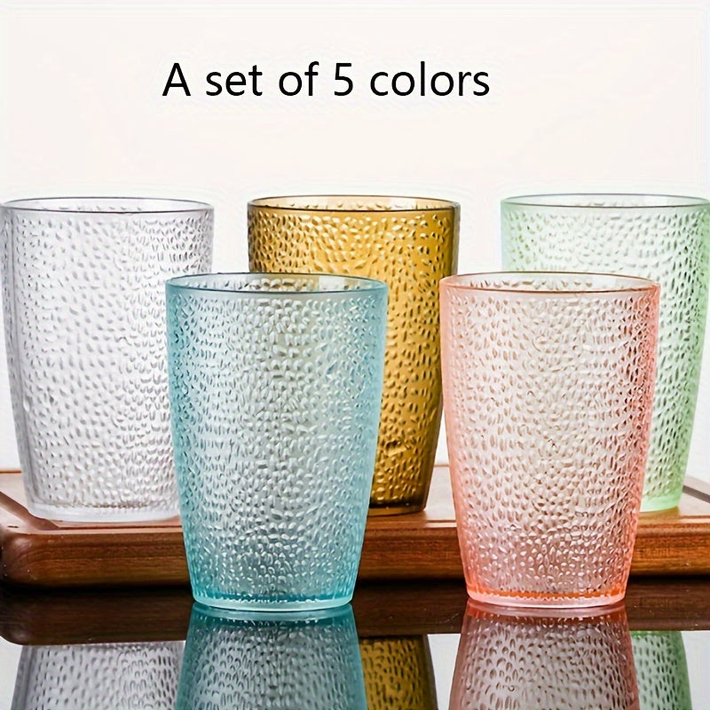 5pcs Cup Plastic Transparent Colorful Water Cup Creative Anti-fall High Temperature Home Set Restaurant Beer Drinking Water Cup Tea Cup Durable, Transparent Colorful Water Cup, Suitable for Home, Restaurant, Beer, Drinking Te
