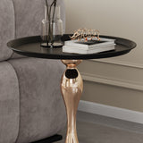 Round Small Metal Side Table, Mid Century End Table, Vintage Pedestal Accent Coffee Table for Small Spaces, Living Room, Bedroom Balcony and Office