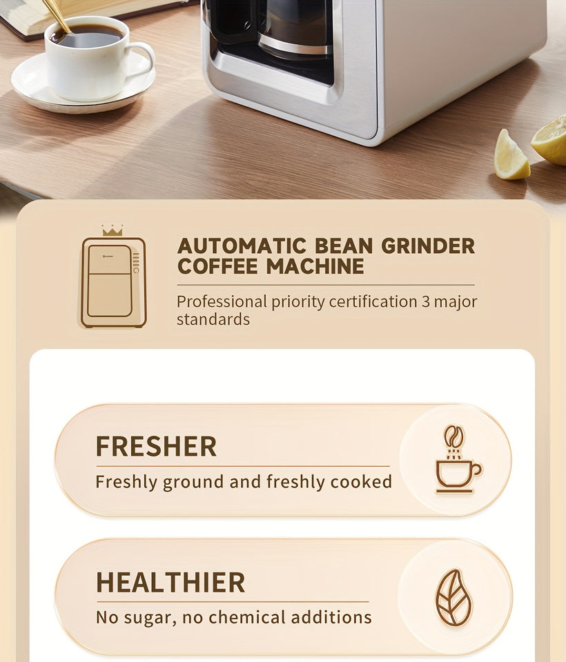 LCD Display, Automatic Drip Coffee Machine With Grind, HAUSWIRT Coffee Maker With Grinder, Grind And Brew Coffee Maker, Compatible For Bean Ground Coffee And Tea