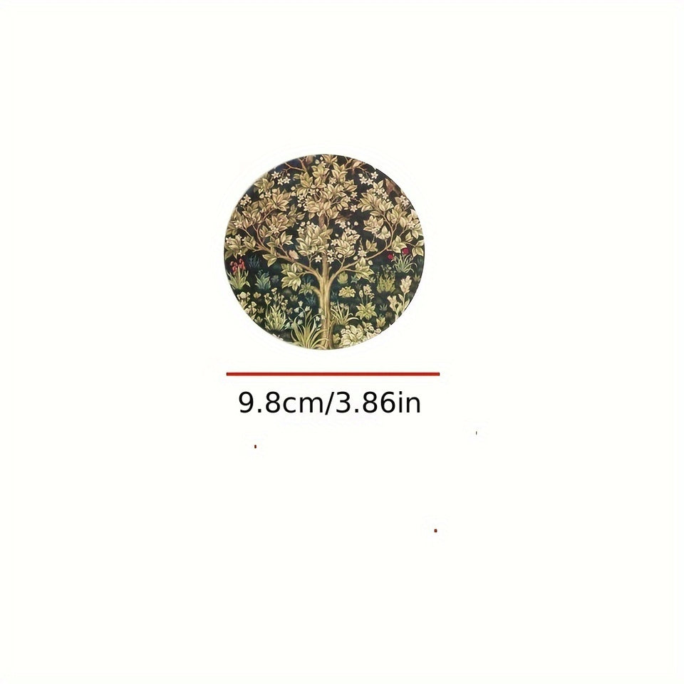 6pcs Botanical Wooden Coaster Set - Heat-Resistant & Decorative, Perfect for Home & Coffee Shops, Ideal for Halloween, Christmas, Mother's Day & Graduation Gifts