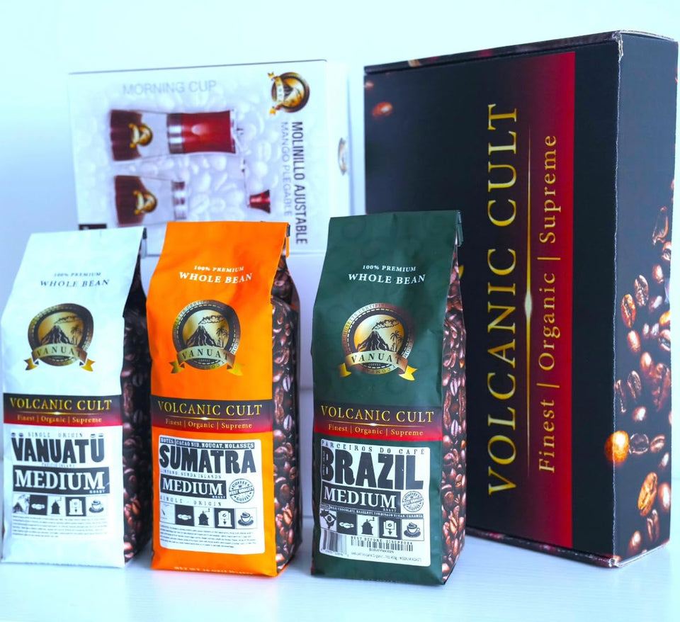 MEDIUM ROAST 16OZ Whole Bean Coffee Volcanic Organic Supreme Finest Artisan Beans for Drip Coffee Cold Brew Espresso French Press Turkish Brew etc (Brazil, 16oz, Medium)