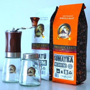 GIFTBOX MEDIUM ROAST VANUAT COFFEE KIT SET Volcanic Cult Organic Supreme Finest Artisan Whole Bean Beans for Drip Coffee Cold Brew Espresso French Press Turkish Brew Dark Medium Light Roast from Vanuatu Sumatra Ethiopia Ethiopian Brazil Bra