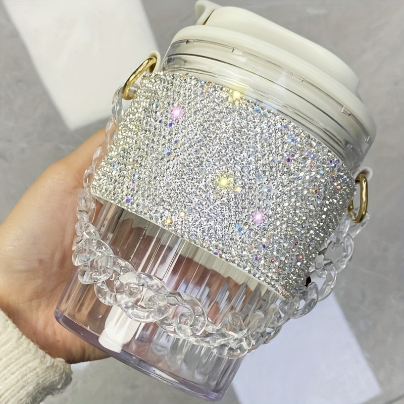 1pc Luxury Diamond-Encrusted Portable Water Bottle - Large Capacity, Perfect for Coffee & Beverages, Ideal for Kitchen & Dining