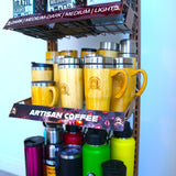 Custom Floor Display Stand Rack Organizer for Gloceries Store Supermarket Shopping Retail Vendors Book Store Exhibition drugstore shop for Coffee Beans Tea Bags Snack Food Beverage Metal Wooden Carton Collection Large Medium Floor Counterto